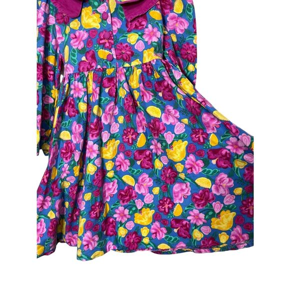 Vintage Plum Pudding Ltd. Pink & blue floral long sleeve dress Size 7 - Picture 5 of 10